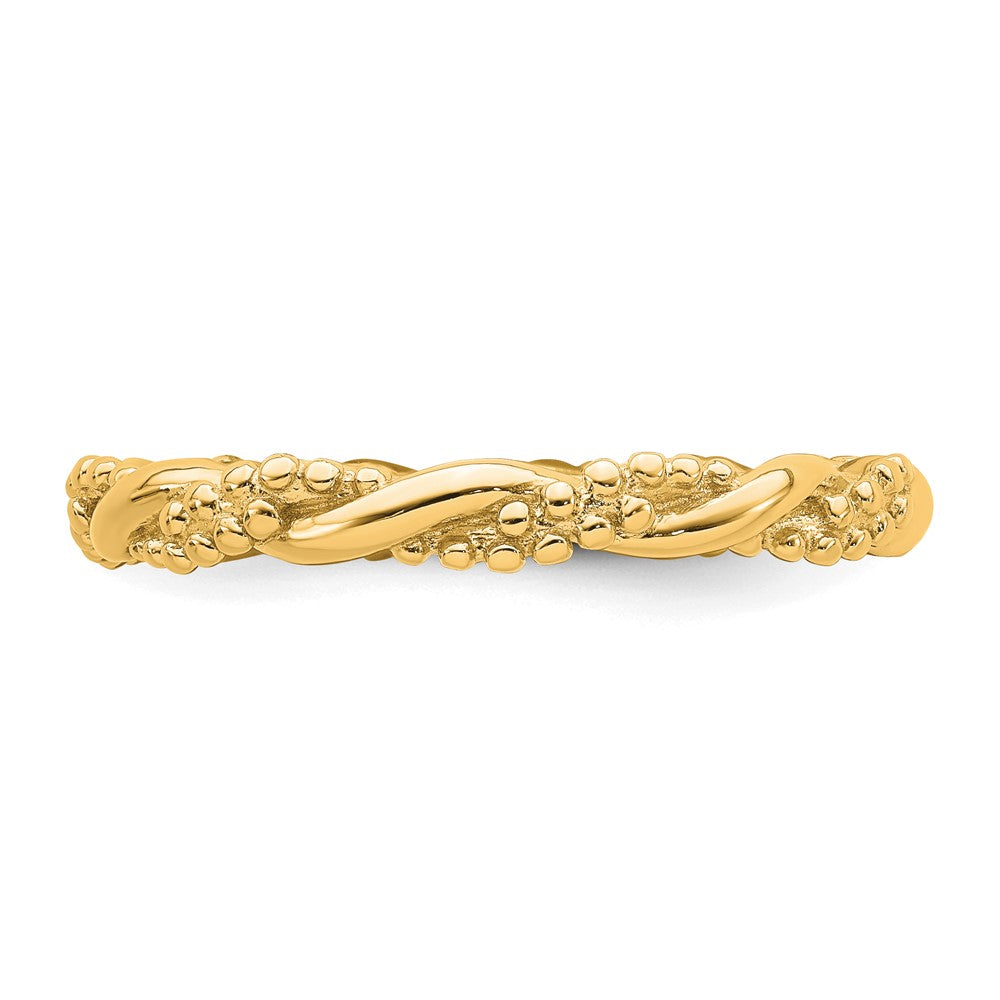 Alternate view of the 2.25mm Sterling Silver 14k Yellow Gold Plated Stackable Twist Band by The Black Bow Jewelry Co.