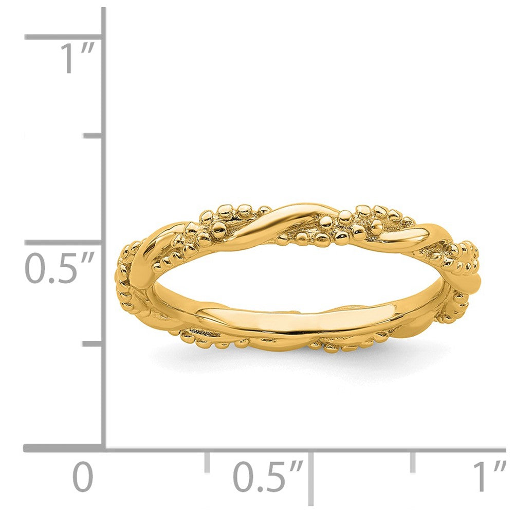 Alternate view of the 2.25mm Sterling Silver 14k Yellow Gold Plated Stackable Twist Band by The Black Bow Jewelry Co.