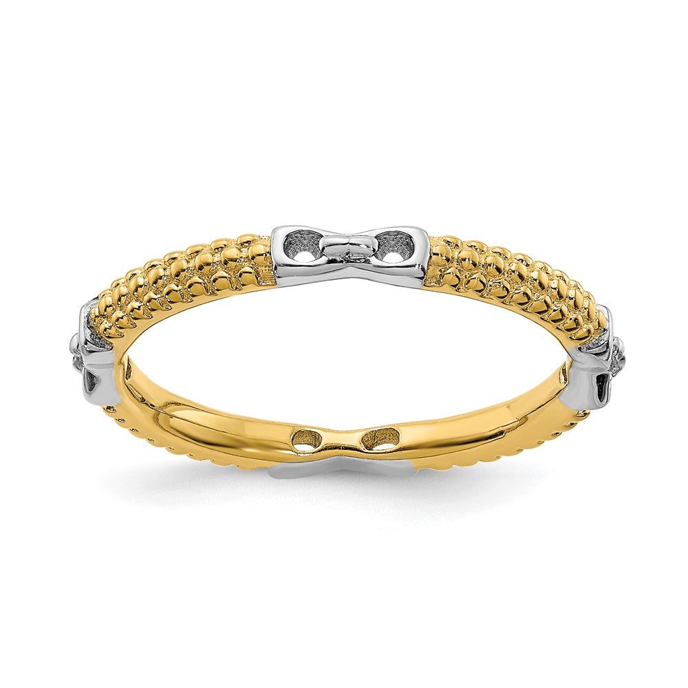 2mm Sterling Silver & 14k Yellow Gold Plated Stackable Band, Item R11426 by The Black Bow Jewelry Co.