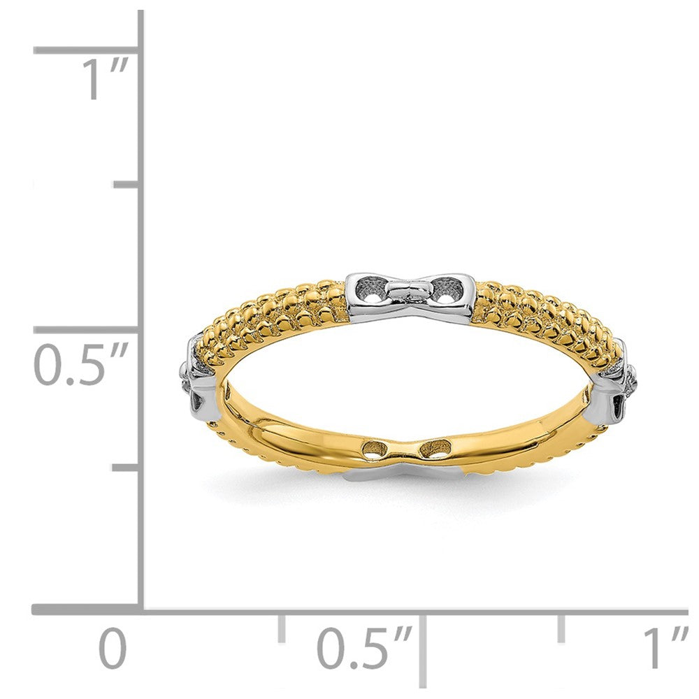 Alternate view of the 2mm Sterling Silver & 14k Yellow Gold Plated Stackable Band, Size 5 by The Black Bow Jewelry Co.