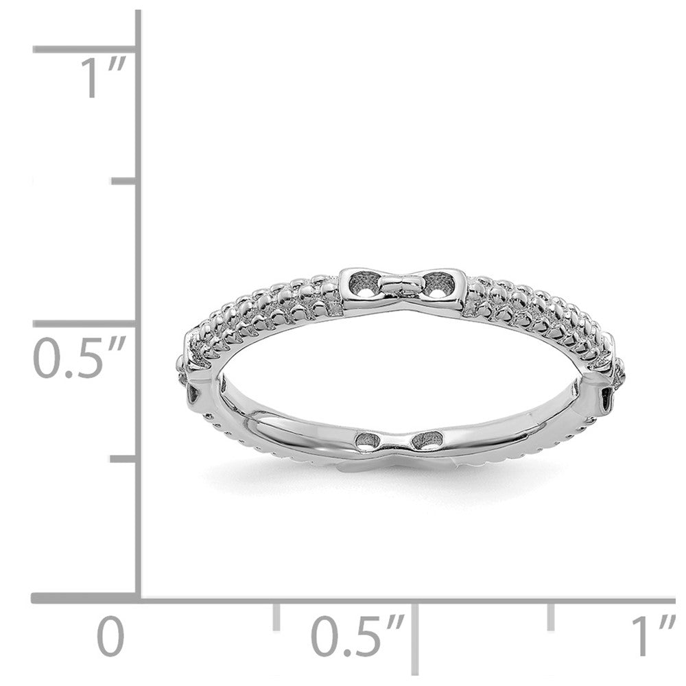 Alternate view of the 2mm Rhodium Plated Sterling Silver Stackable Band, Size 5 by The Black Bow Jewelry Co.