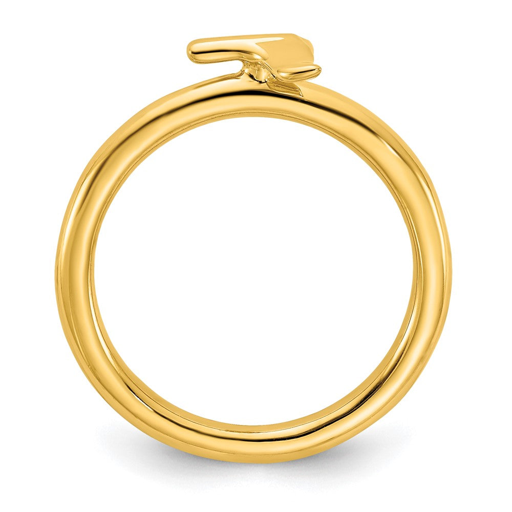Alternate view of the Sterling Silver 14k Yellow Gold Plated Stackable Whale Tail Ring by The Black Bow Jewelry Co.
