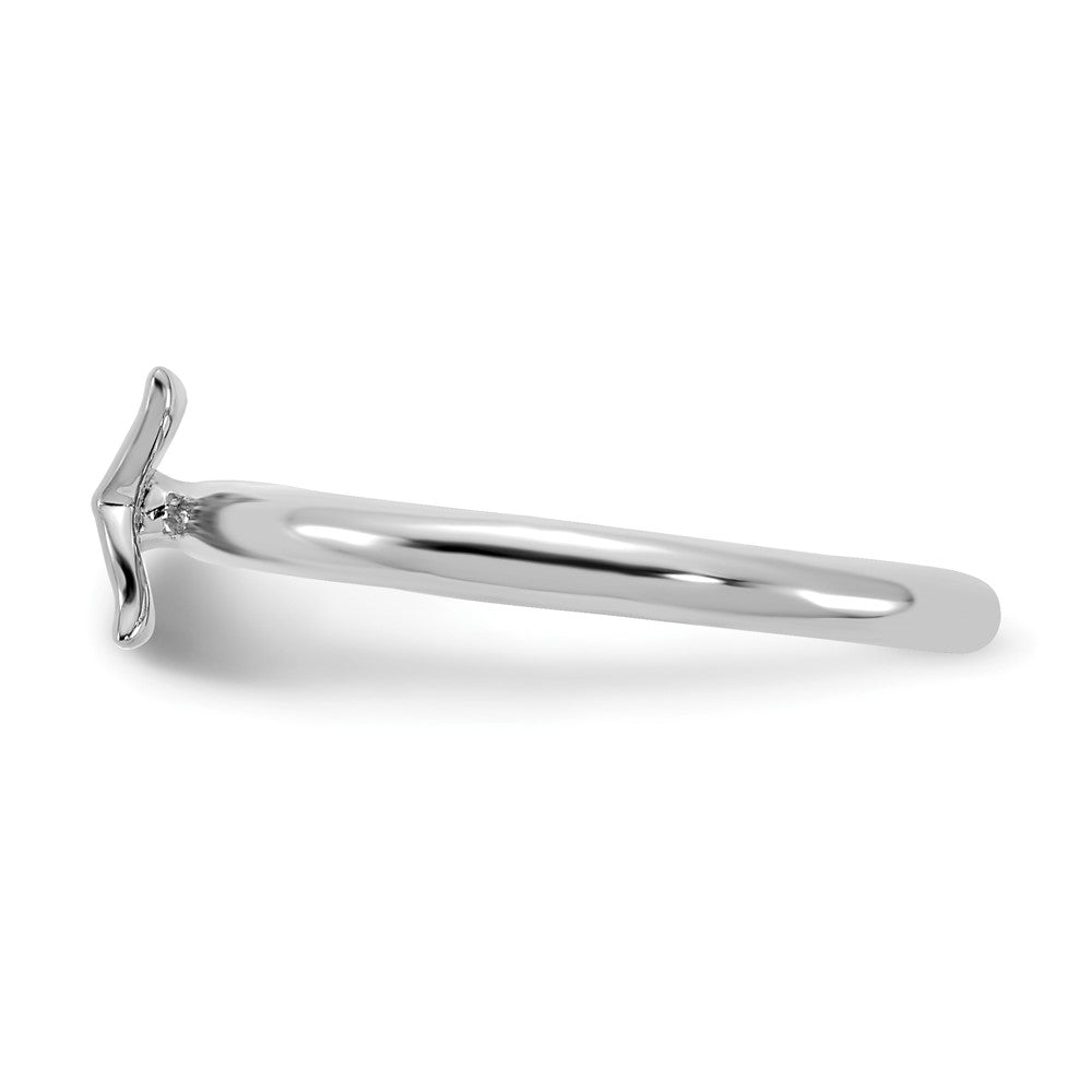 Alternate view of the Sterling Silver Rhodium Plated Stackable Whale Tail Ring by The Black Bow Jewelry Co.