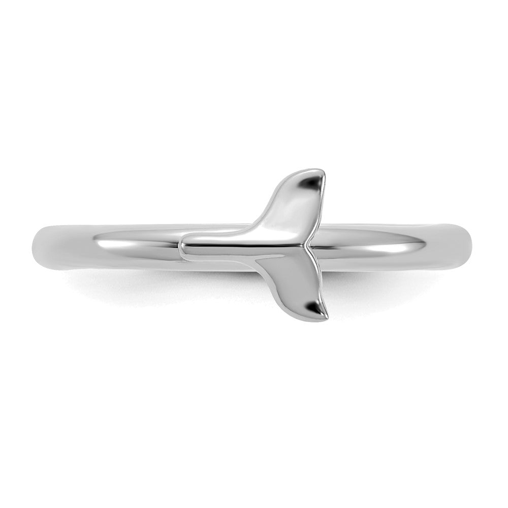 Alternate view of the Sterling Silver Rhodium Plated Stackable Whale Tail Ring by The Black Bow Jewelry Co.