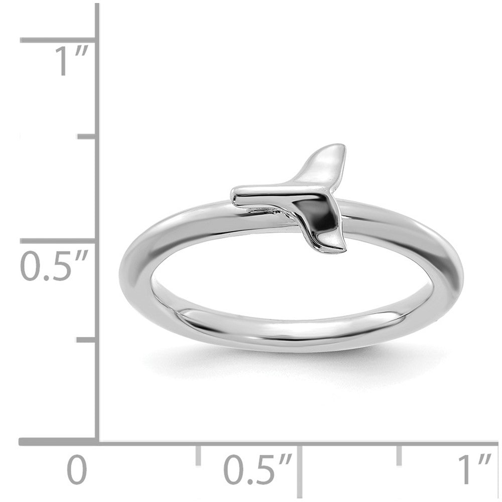 Alternate view of the Sterling Silver Rhodium Plated Stackable Whale Tail Ring by The Black Bow Jewelry Co.