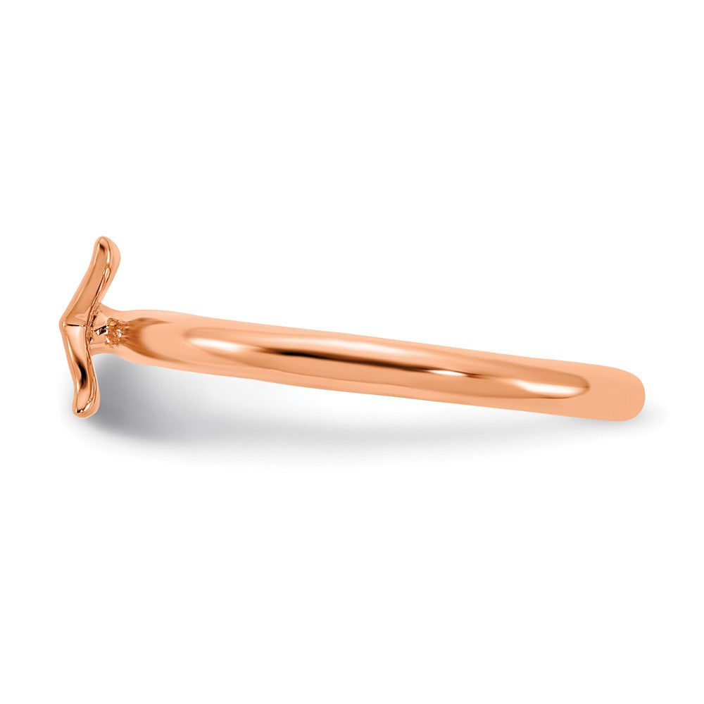 Alternate view of the Sterling Silver 14k Rose Gold Plated Stackable Whale Tail Ring, Size 5 by The Black Bow Jewelry Co.