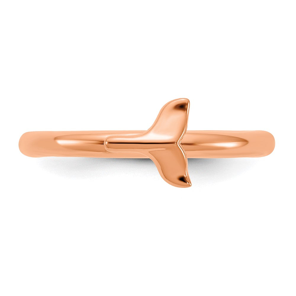 Alternate view of the Sterling Silver 14k Rose Gold Plated Stackable Whale Tail Ring by The Black Bow Jewelry Co.