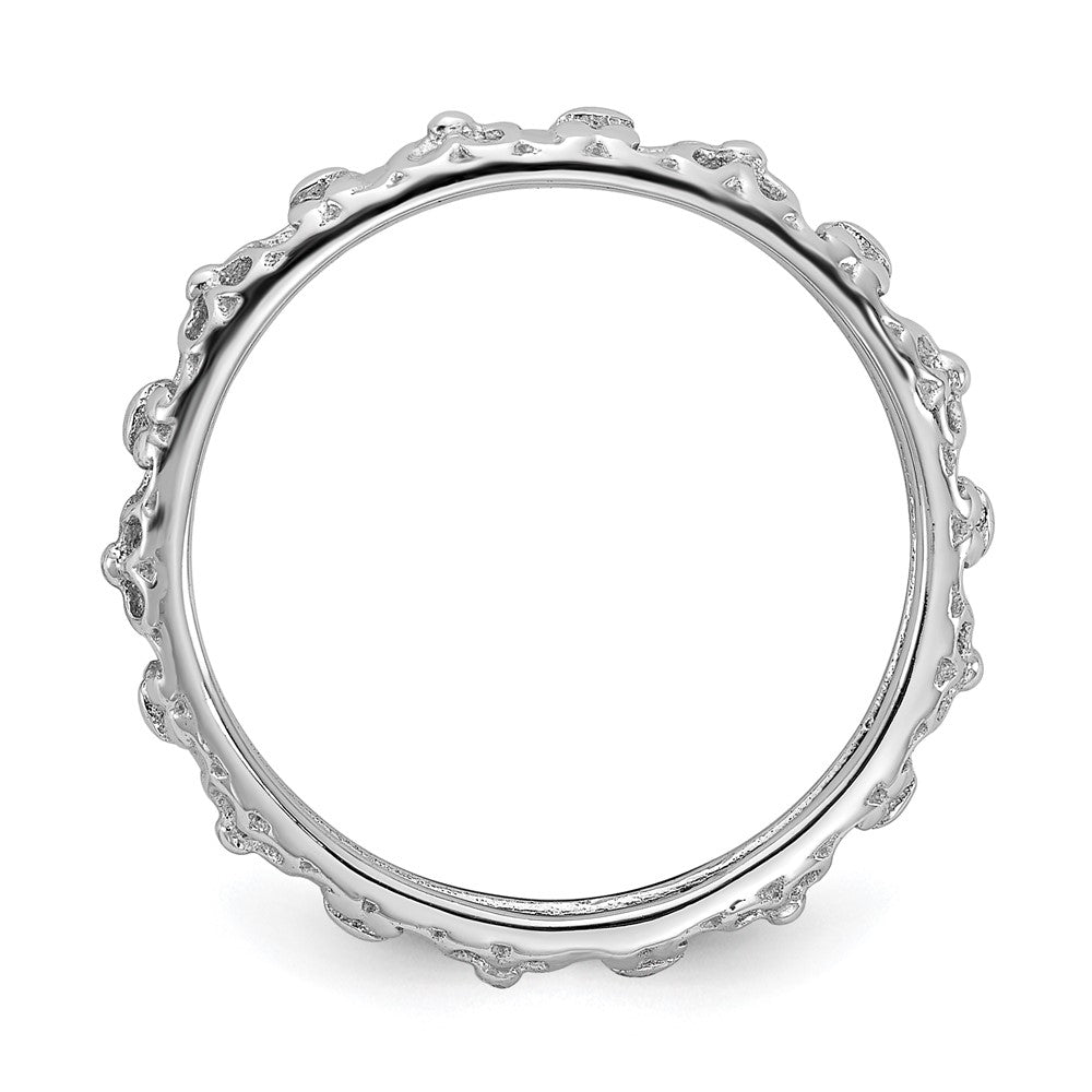 Alternate view of the 3.25mm Sterling Silver Rhodium Plated Stackable Butterfly Band by The Black Bow Jewelry Co.