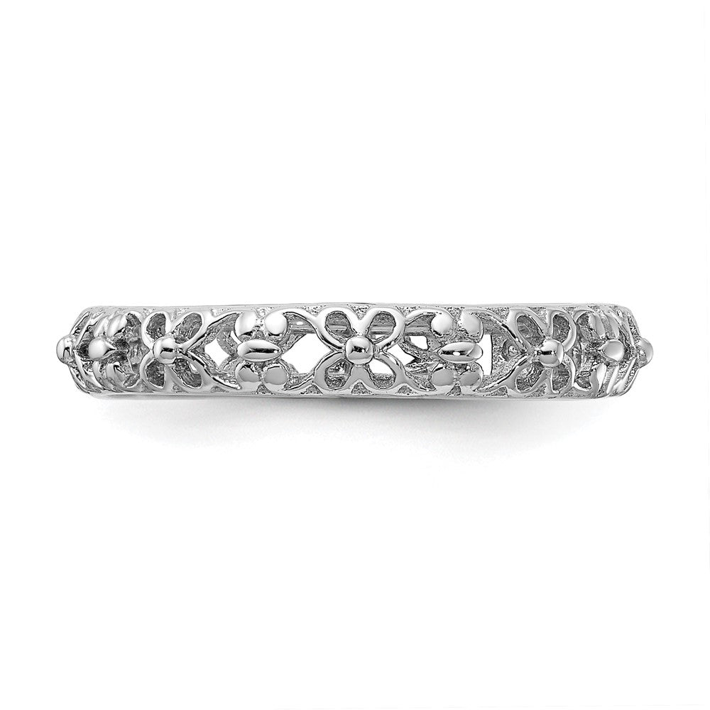 Alternate view of the 3.25mm Sterling Silver Rhodium Plated Stackable Butterfly Band by The Black Bow Jewelry Co.