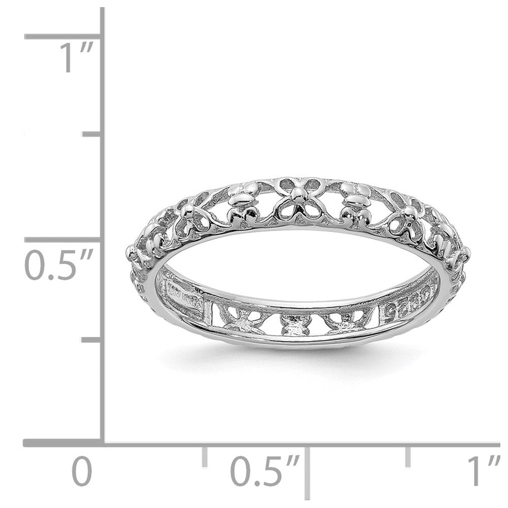 Alternate view of the 3.25mm Sterling Silver Rhodium Plated Stackable Butterfly Band, Size 5 by The Black Bow Jewelry Co.