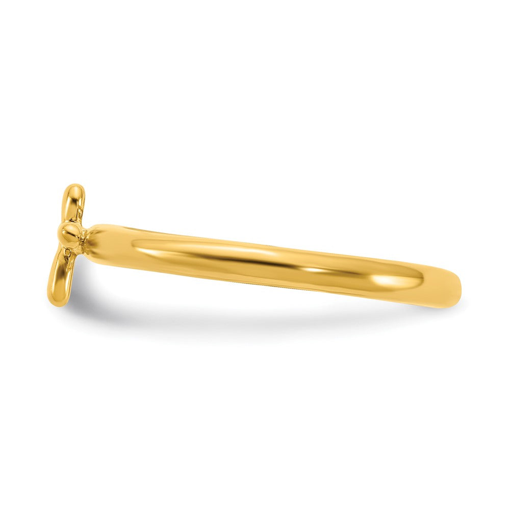 Alternate view of the Sterling Silver 14k Yellow Gold Plated Stackable Cross Ring, Size 5 by The Black Bow Jewelry Co.