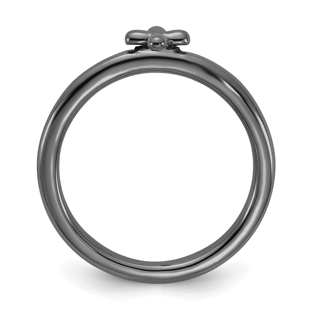 Alternate view of the Sterling Silver Black Ruthenium Plated Stackable Cross Ring by The Black Bow Jewelry Co.