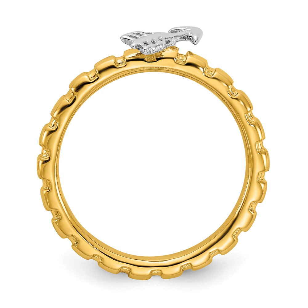 Alternate view of the Sterling Silver 14k Yellow Gold & Rhodium Plated Stack Arrow Ring by The Black Bow Jewelry Co.