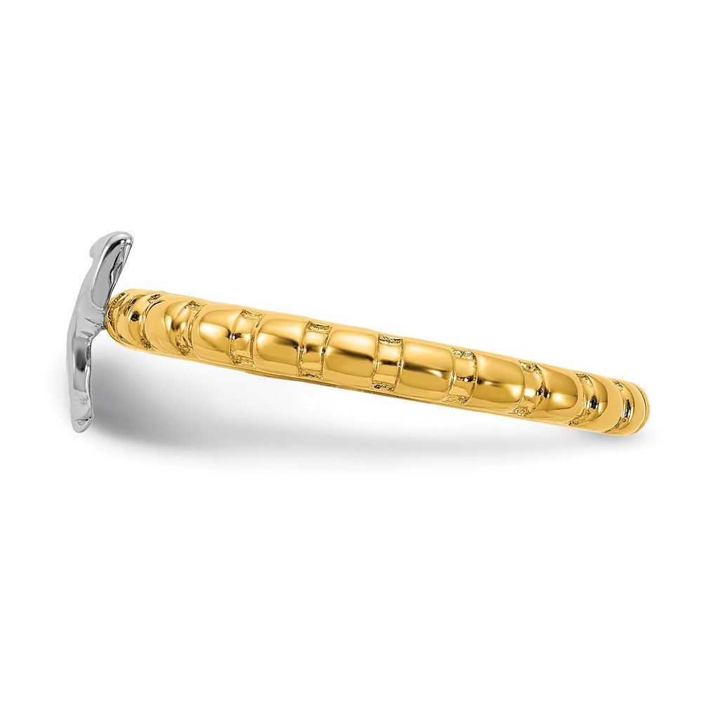 Alternate view of the Sterling Silver 14k Yellow Gold & Rhodium Plated Stack Arrow Ring by The Black Bow Jewelry Co.