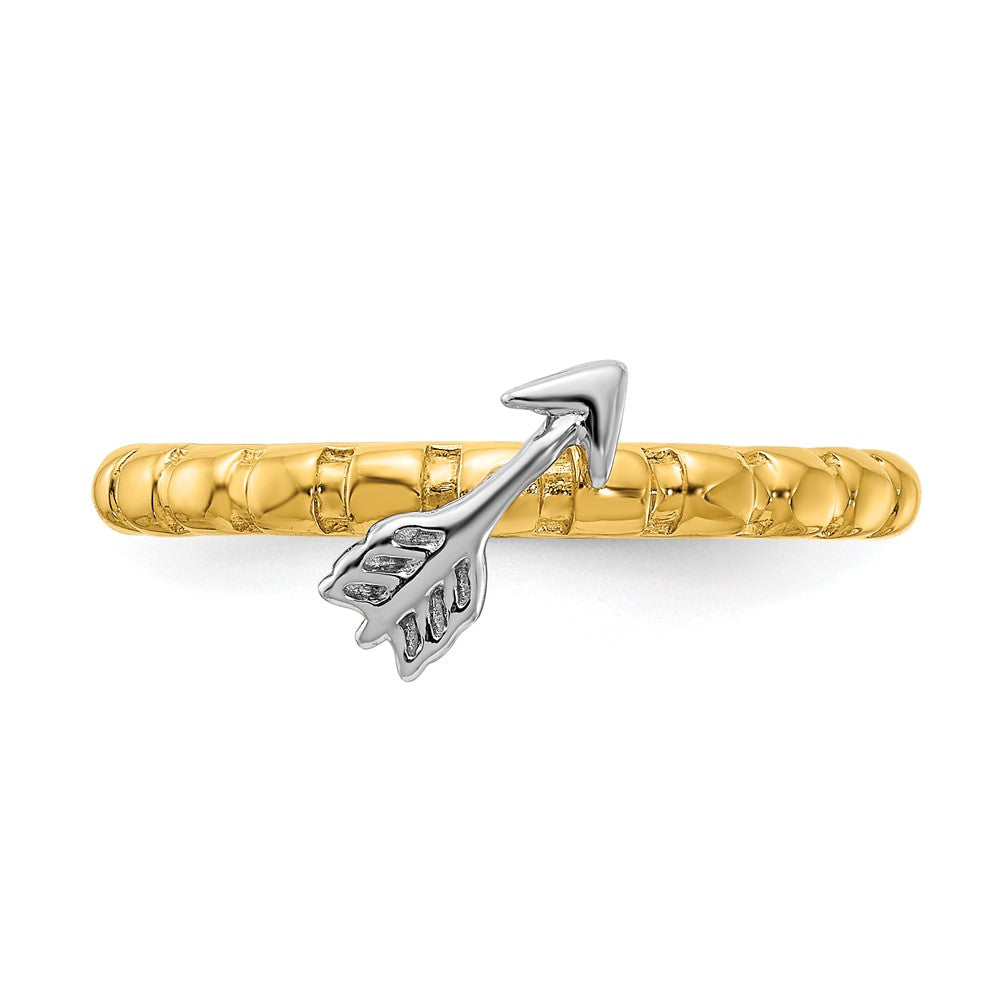 Alternate view of the Sterling Silver 14k Yellow Gold & Rhodium Plated Stack Arrow Ring by The Black Bow Jewelry Co.