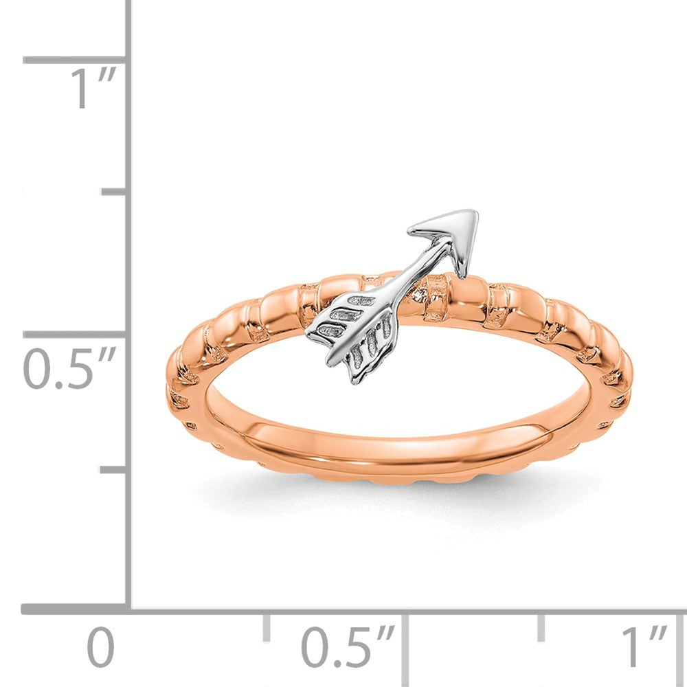 Alternate view of the Sterling Silver 14k Rose Gold & Rhodium Plated Stack Arrow Ring by The Black Bow Jewelry Co.