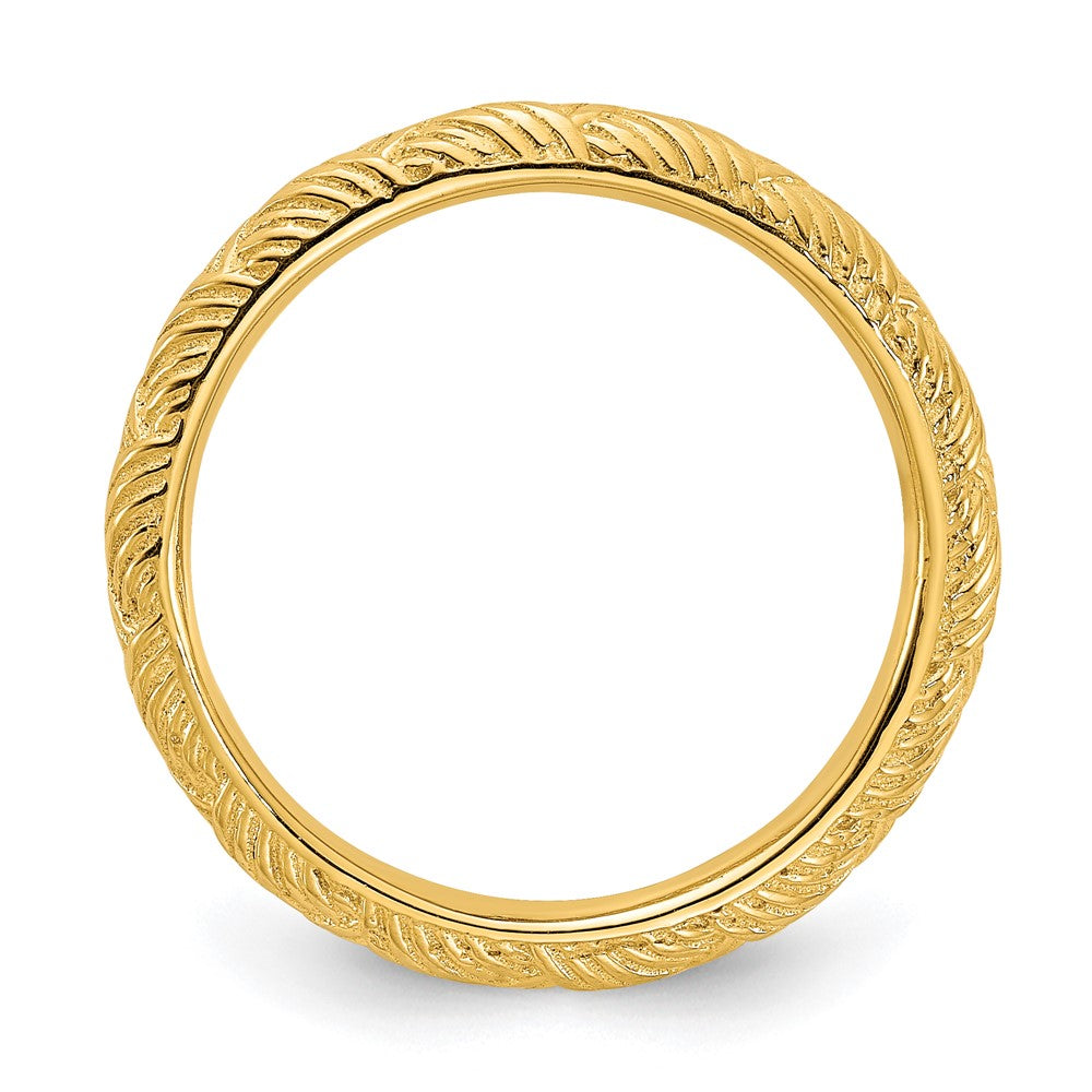 Alternate view of the 2.25mm Sterling Silver 14k Yellow Gold Plated Basket Weave Stack Band by The Black Bow Jewelry Co.