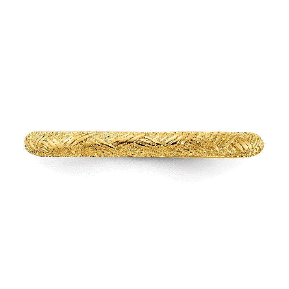 Alternate view of the 2.25mm Sterling Silver 14k Yellow Gold Plated Basket Weave Stack Band by The Black Bow Jewelry Co.