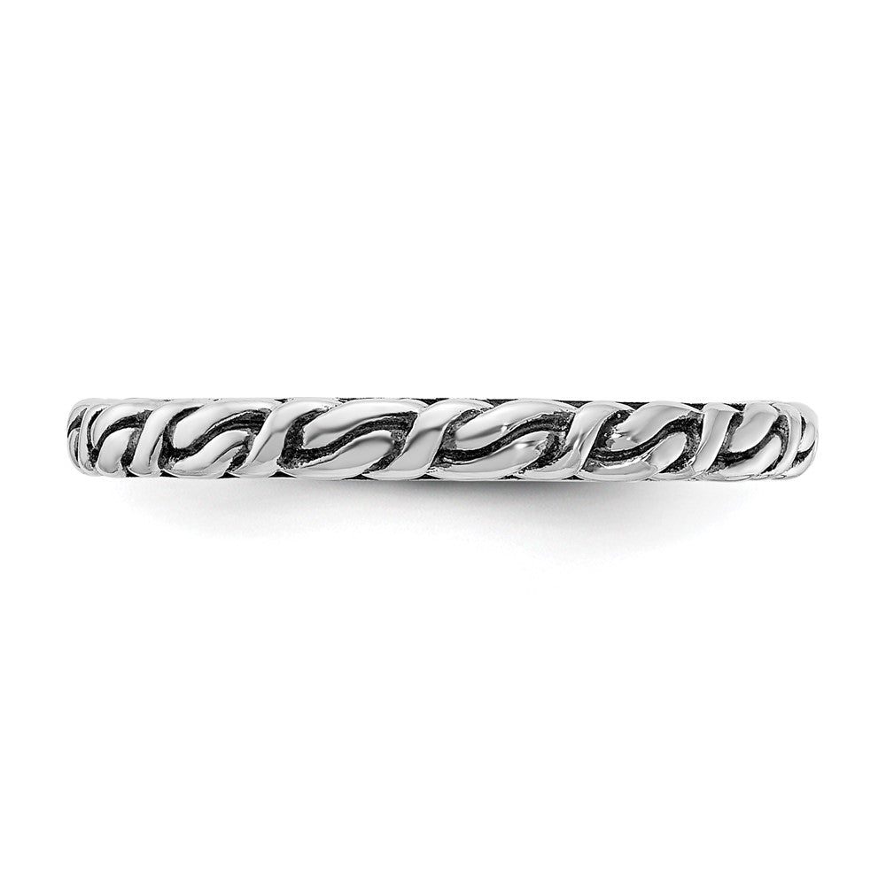 Alternate view of the 2.5mm Sterling Silver Stackable Antiqued Patterned Band, Size 5 by The Black Bow Jewelry Co.