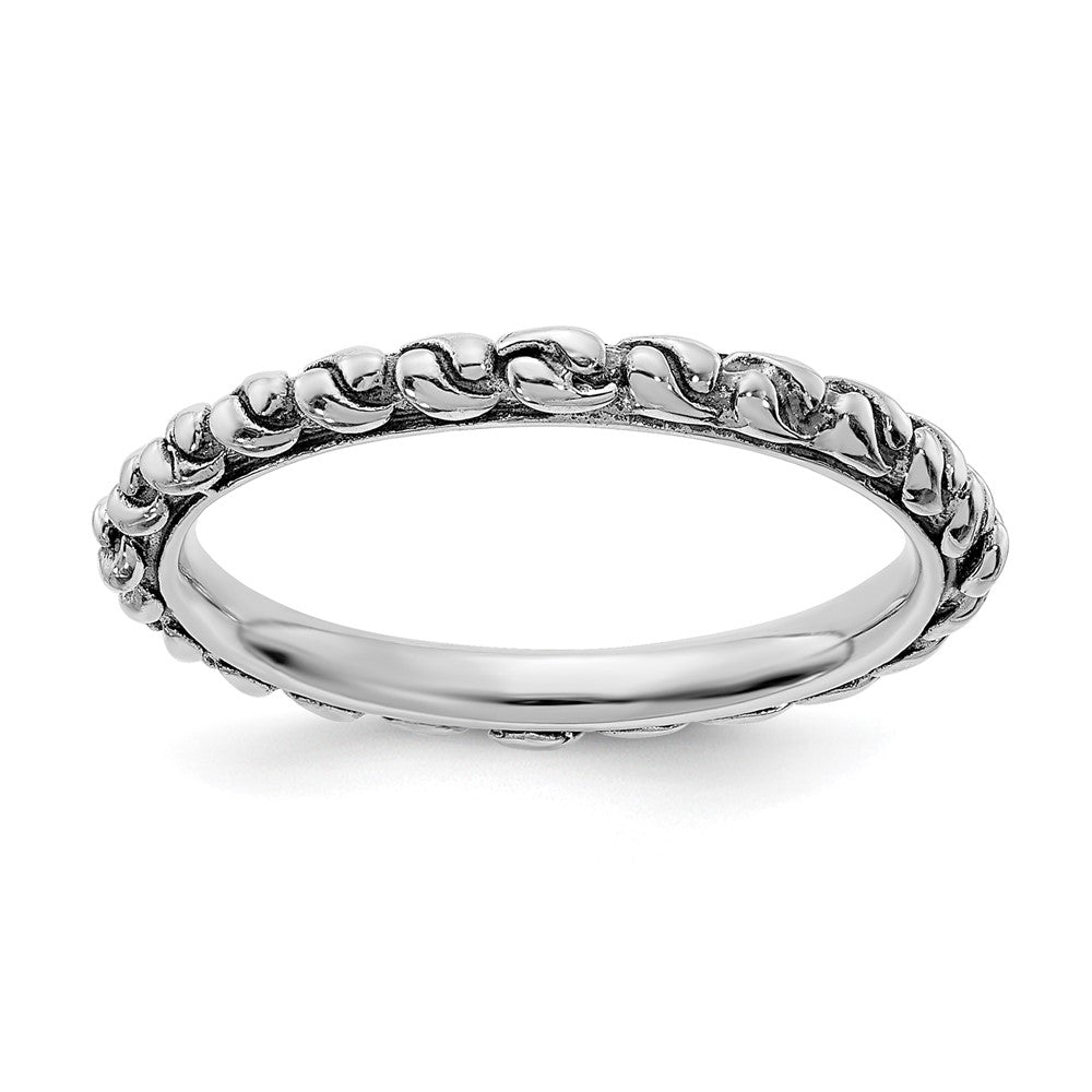 2.25mm Sterling Silver Stackable Antiqued Swirl Band, Item R11453 by The Black Bow Jewelry Co.