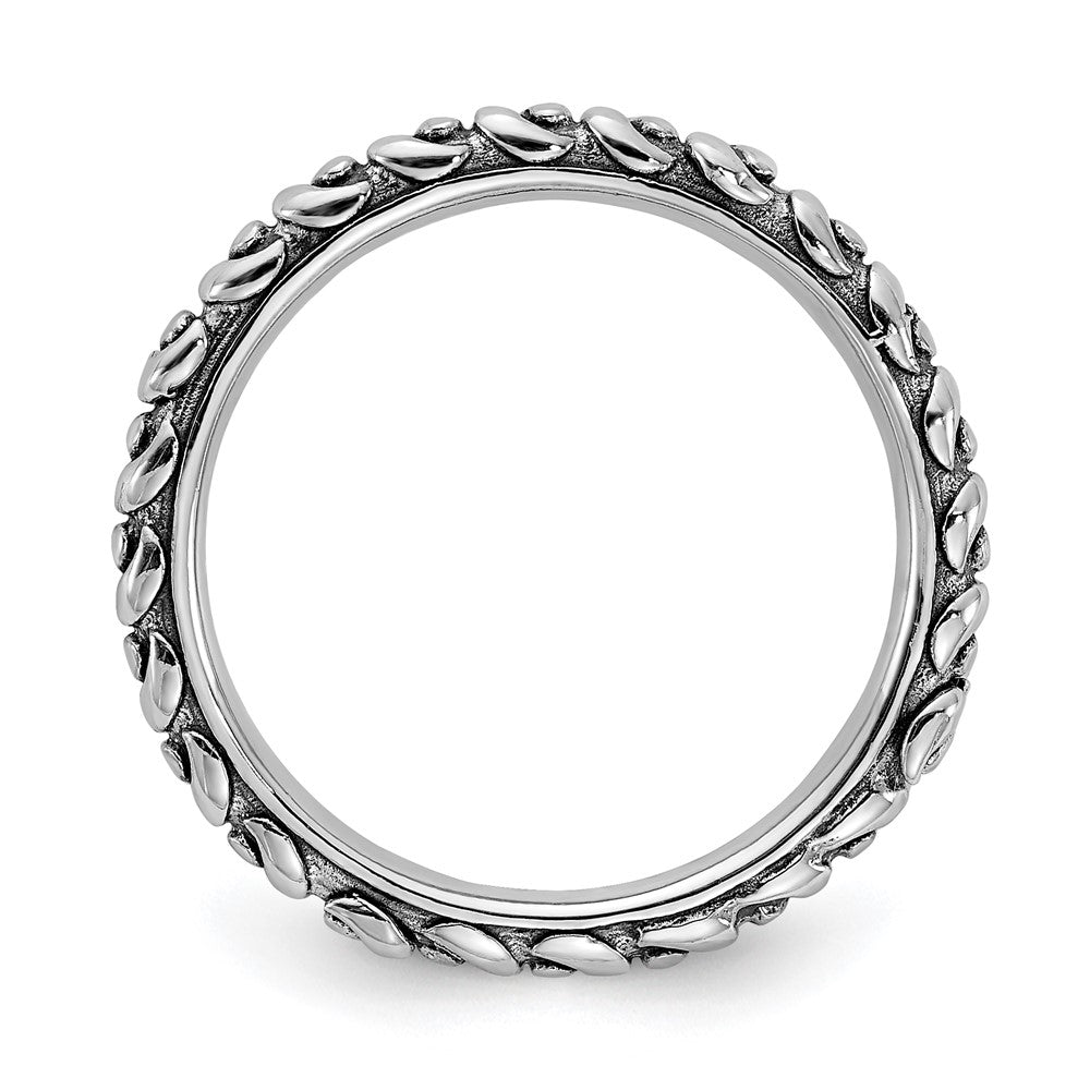 Alternate view of the 2.25mm Sterling Silver Stackable Antiqued Swirl Band by The Black Bow Jewelry Co.