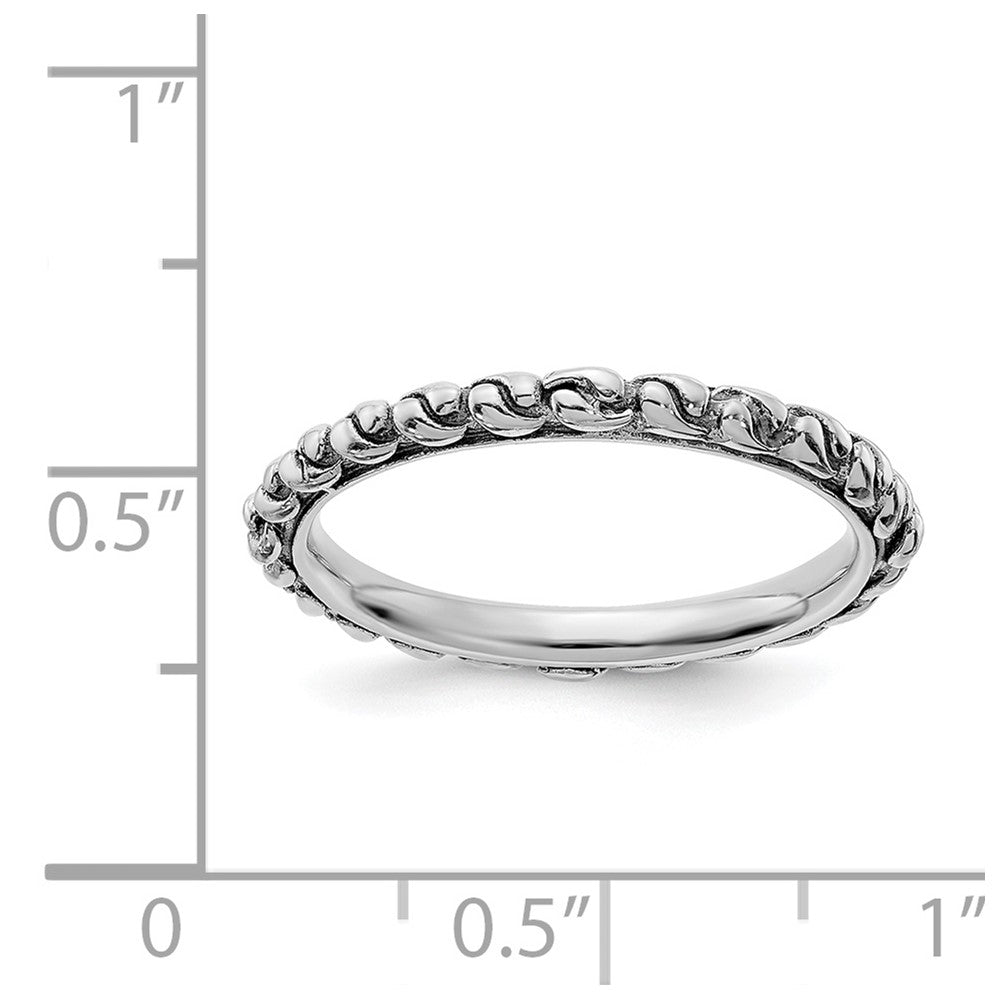 Alternate view of the 2.25mm Sterling Silver Stackable Antiqued Swirl Band by The Black Bow Jewelry Co.