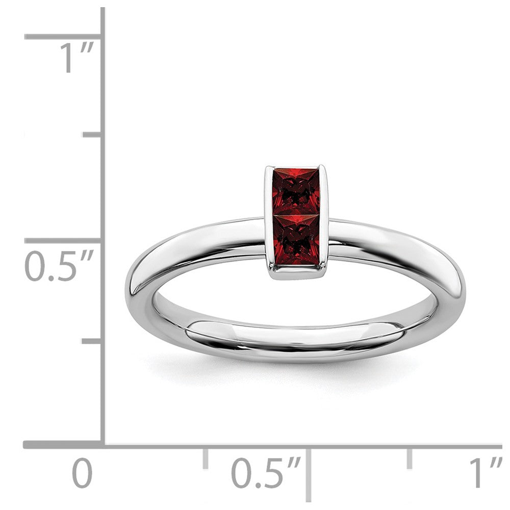 Alternate view of the Sterling Silver Garnet 2 Stone Bar Stackable Ring, Size 5 by The Black Bow Jewelry Co.