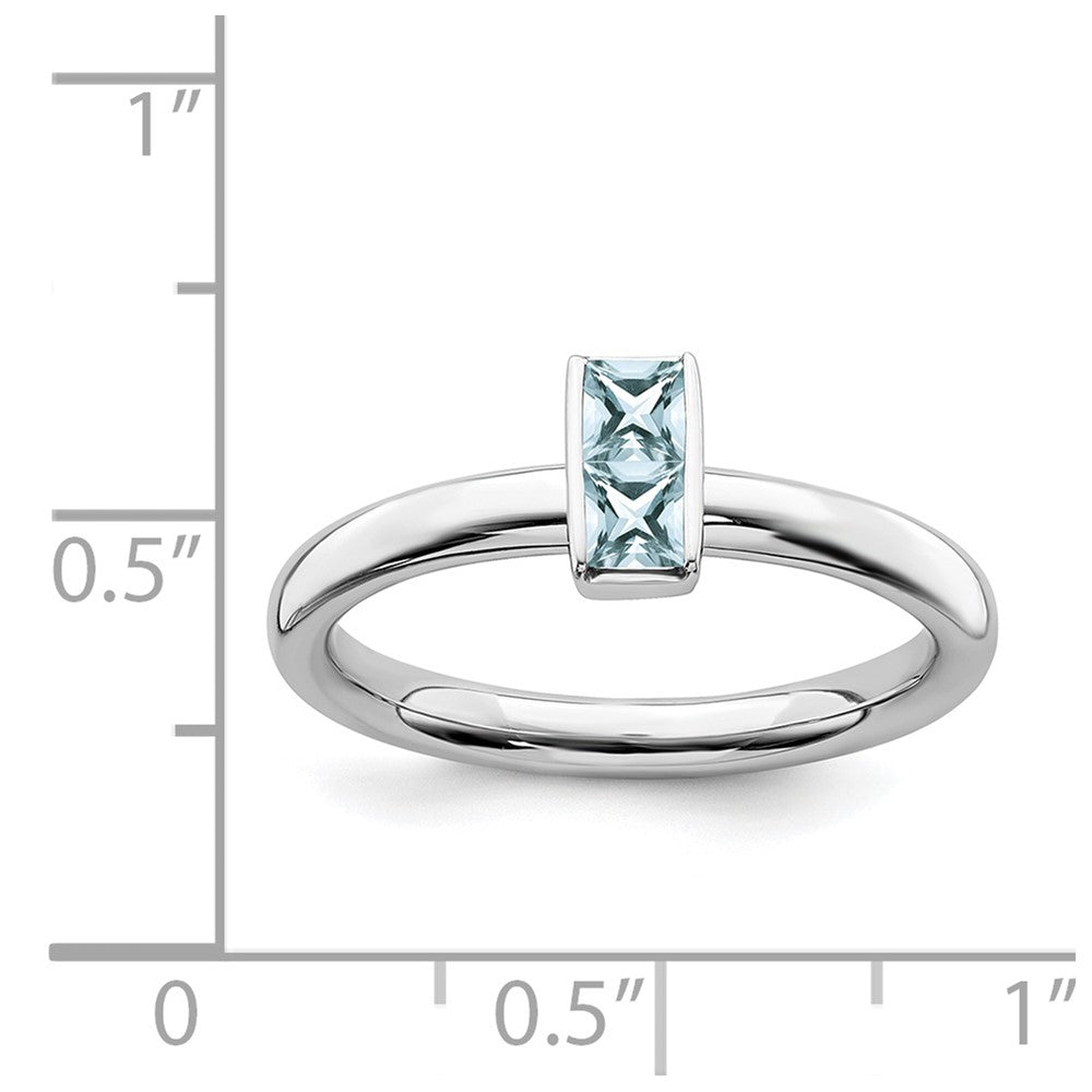 Alternate view of the Sterling Silver Aquamarine 2 Stone Bar Stackable Ring, Size 5 by The Black Bow Jewelry Co.