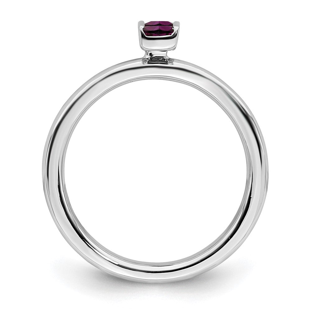 Alternate view of the Sterling Silver Rhodolite Garnet 2 Stone Bar Stackable Ring by The Black Bow Jewelry Co.