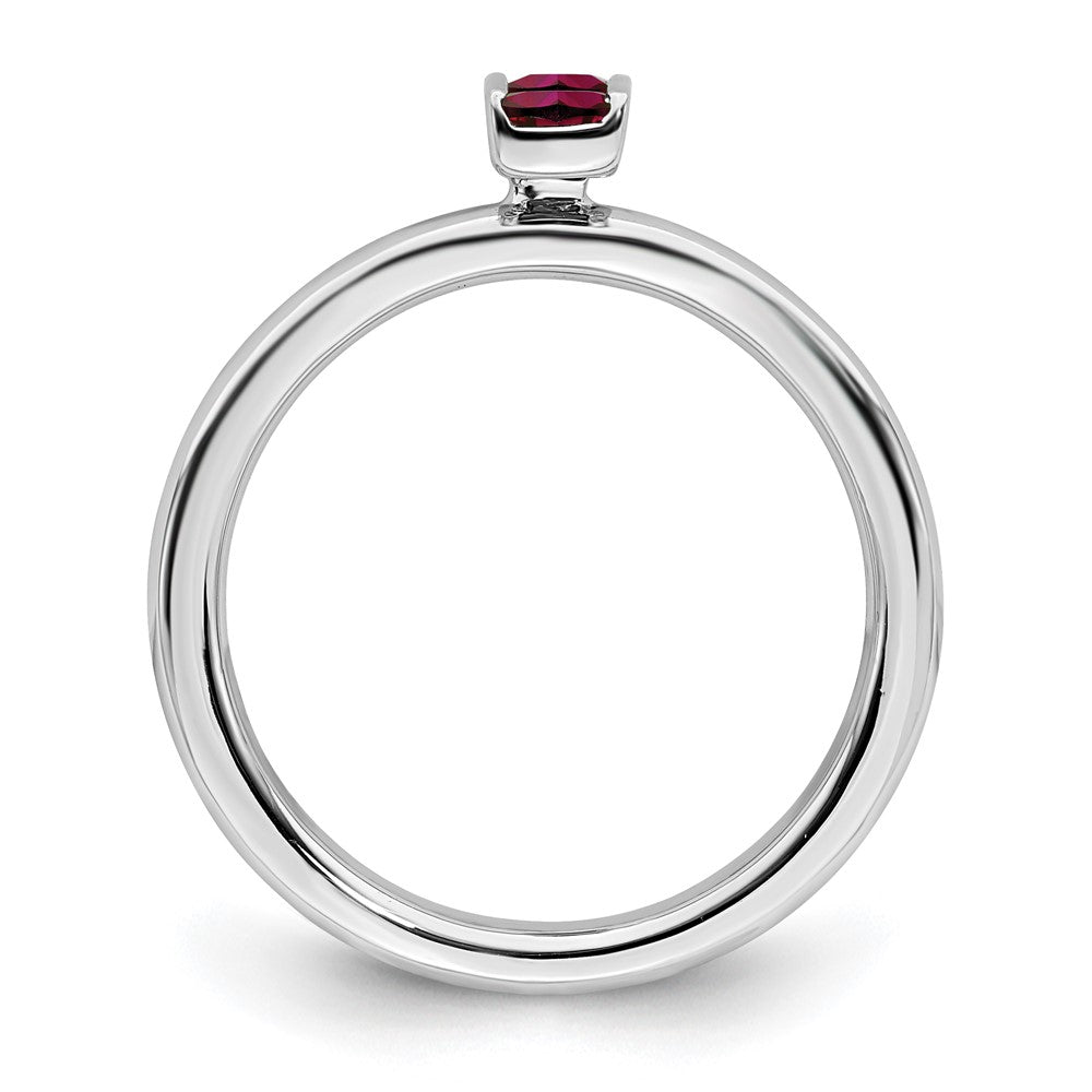 Alternate view of the Sterling Silver Lab Created Ruby 2 Stone Bar Stackable Ring by The Black Bow Jewelry Co.