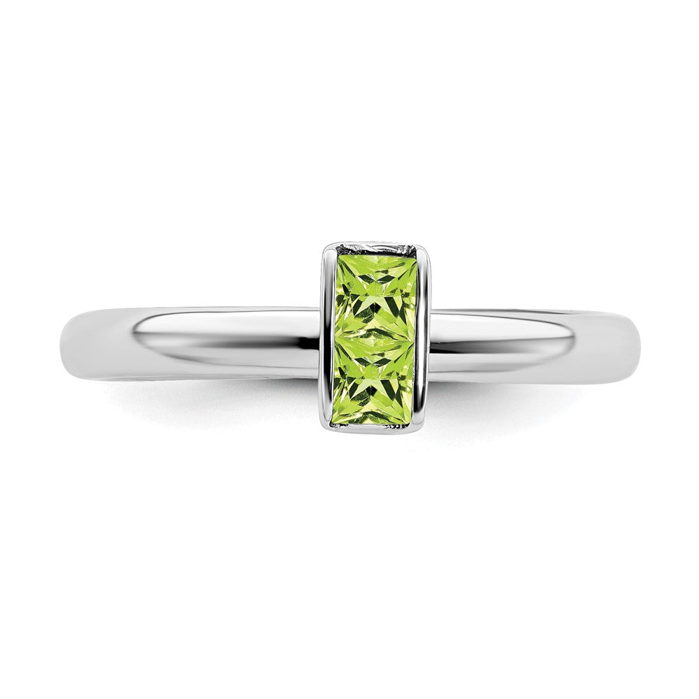 Alternate view of the Sterling Silver Peridot 2 Stone Bar Stackable Ring by The Black Bow Jewelry Co.