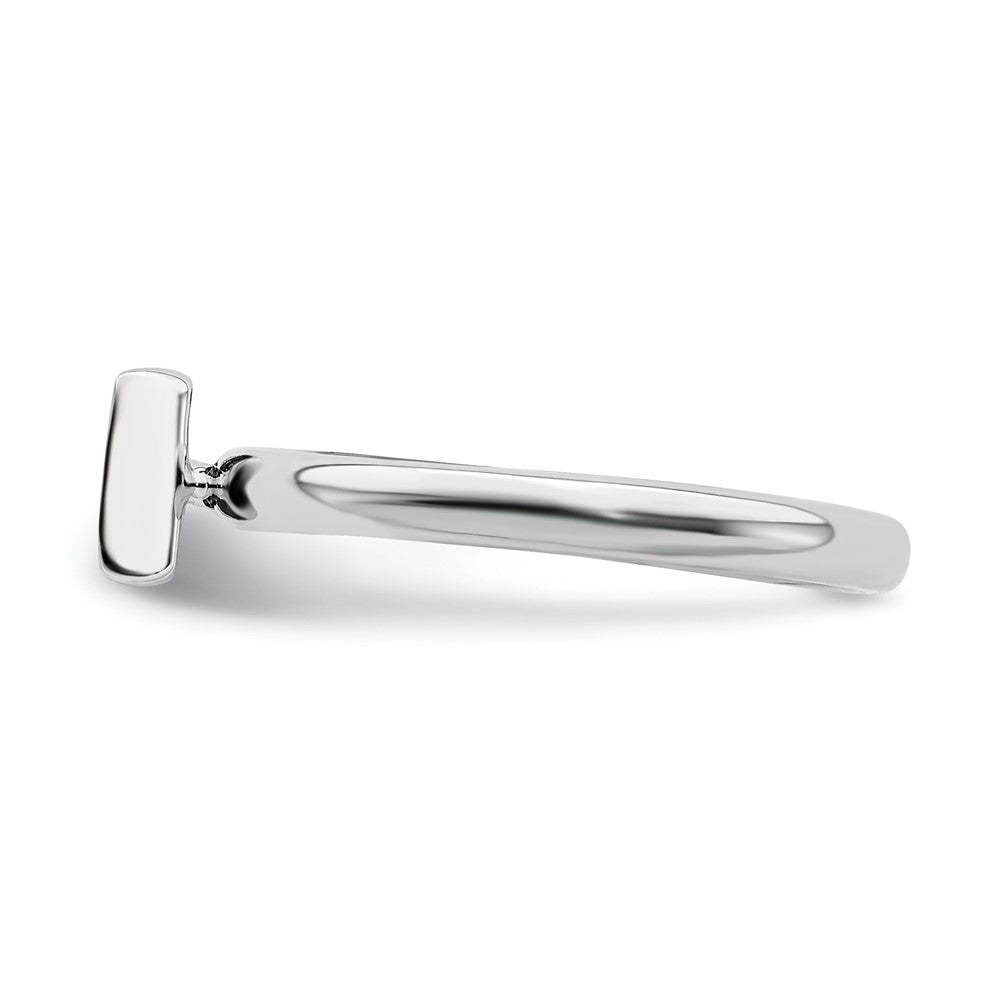 Alternate view of the Sterling Silver Lab Created Sapphire 2 Stone Bar Stackable Ring by The Black Bow Jewelry Co.