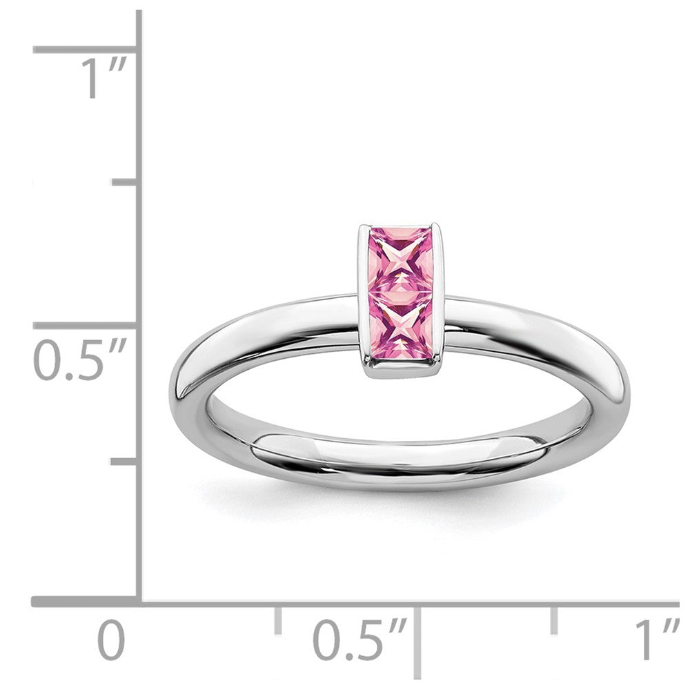 Alternate view of the Sterling Silver Pink Tourmaline 2 Stone Bar Stackable Ring, Size 5 by The Black Bow Jewelry Co.