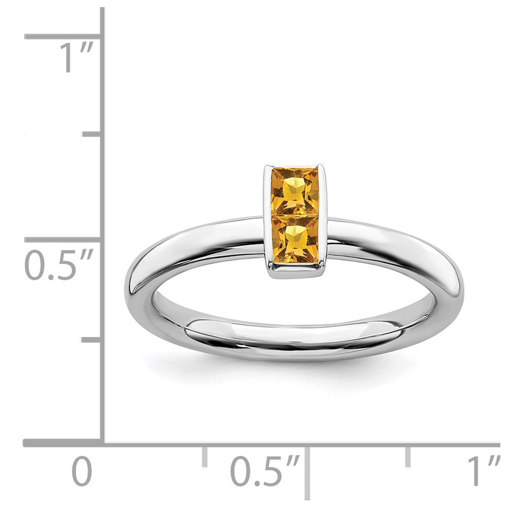 Alternate view of the Sterling Silver Citrine 2 Stone Bar Stackable Ring, Size 5 by The Black Bow Jewelry Co.