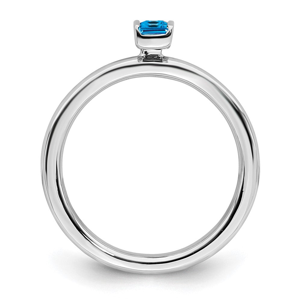 Alternate view of the Sterling Silver Blue Topaz 2 Stone Bar Stackable Ring by The Black Bow Jewelry Co.