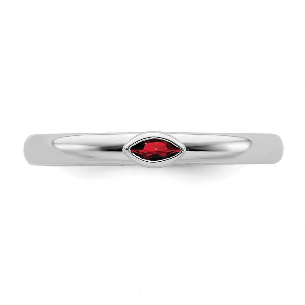 Alternate view of the Sterling Silver Marquise Garnet Solitaire Stackable Ring by The Black Bow Jewelry Co.