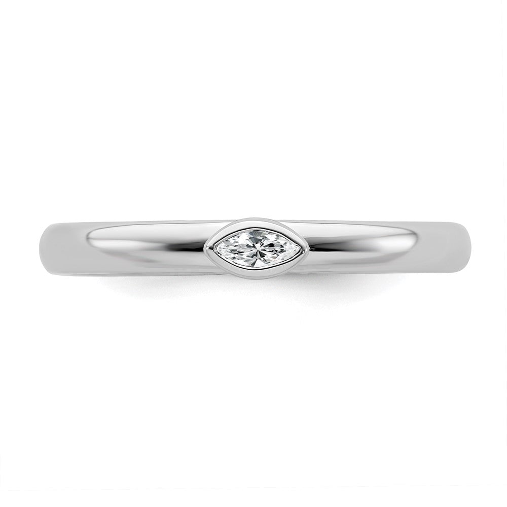 Alternate view of the Sterling Silver Marquise White Topaz Solitaire Stackable Ring, Size 5 by The Black Bow Jewelry Co.