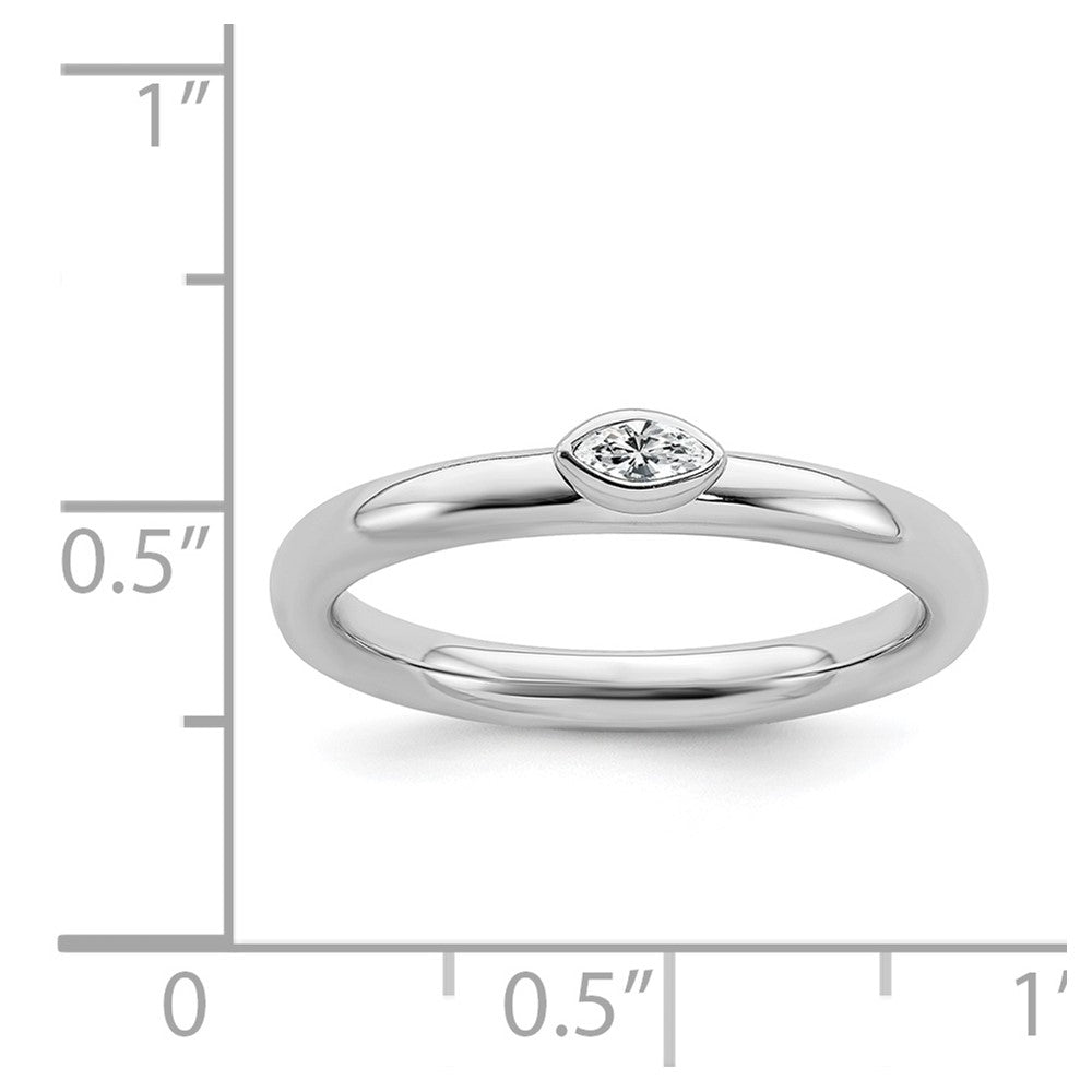 Alternate view of the Sterling Silver Marquise White Topaz Solitaire Stackable Ring by The Black Bow Jewelry Co.