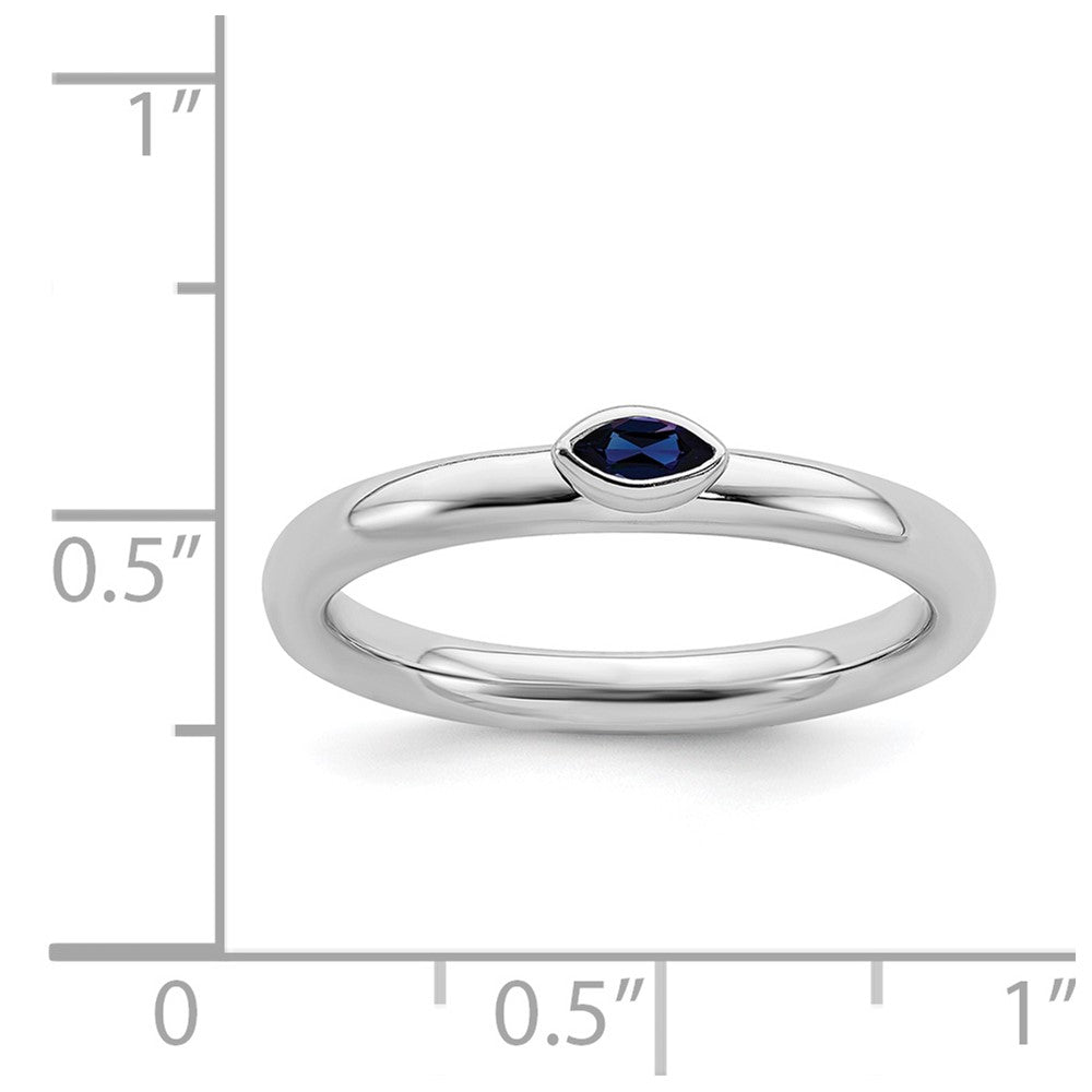 Alternate view of the Sterling Silver Marquise Lab Created Sapphire Solitaire Stackable Ring by The Black Bow Jewelry Co.