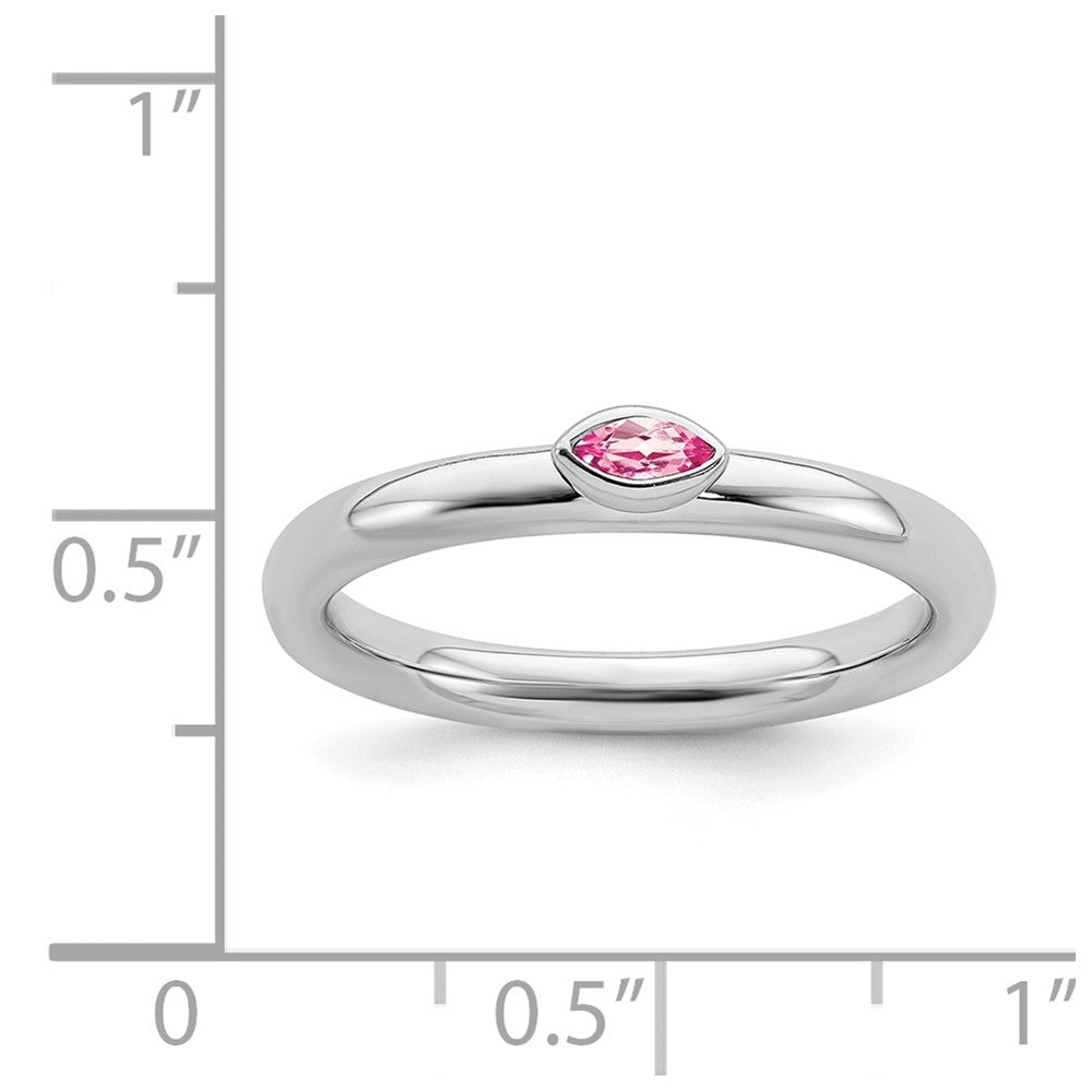 Alternate view of the Sterling Silver Marquise Pink Tourmaline Solitaire Stackable Ring by The Black Bow Jewelry Co.