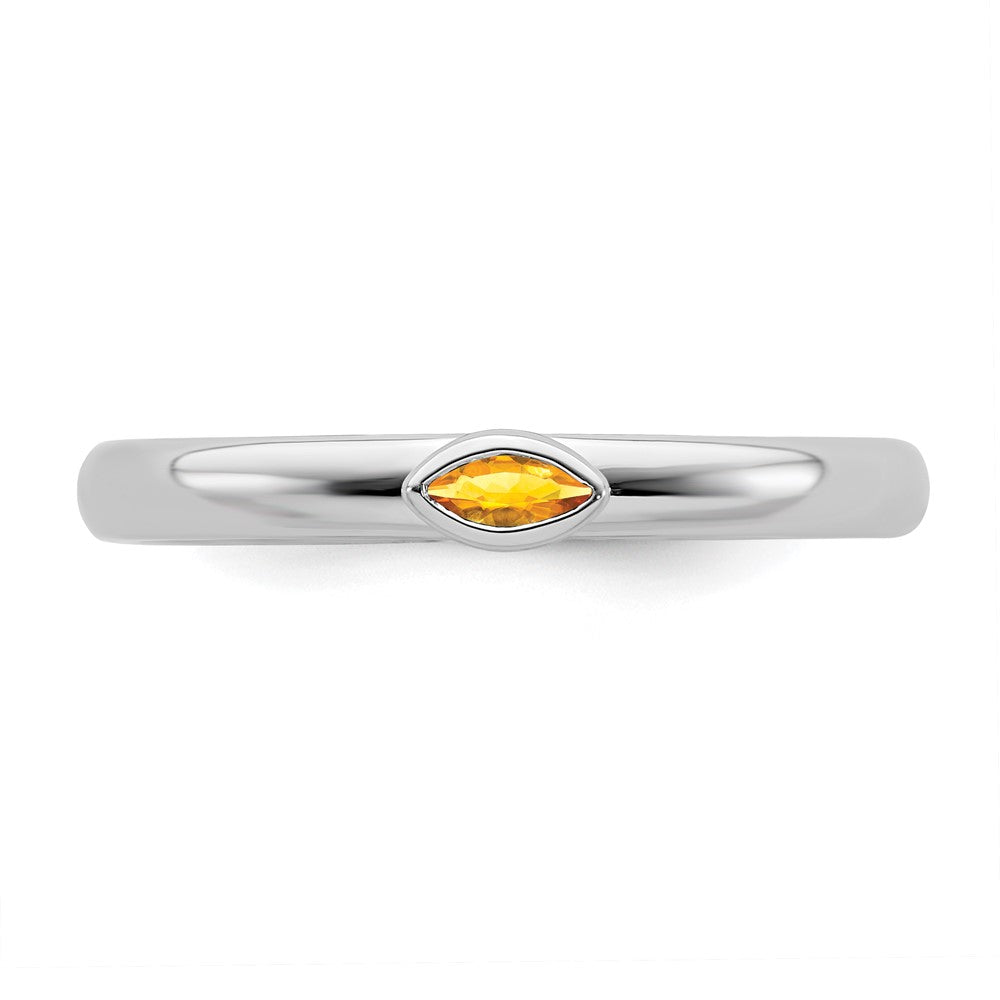 Alternate view of the Sterling Silver Marquise Citrine Solitaire Stackable Ring, Size 5 by The Black Bow Jewelry Co.