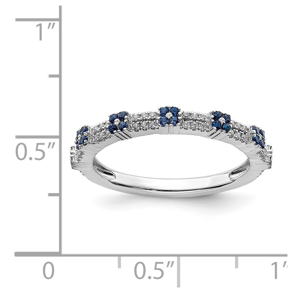Alternate view of the 2.5mm Rhodium Sterling Silver, Created Sapphire &amp; Diamond Stack Band by The Black Bow Jewelry Co.