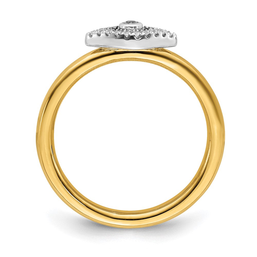 Alternate view of the Sterling Silver 14k Yellow Gold Plated & Diamond Stack Evil Eye Ring by The Black Bow Jewelry Co.