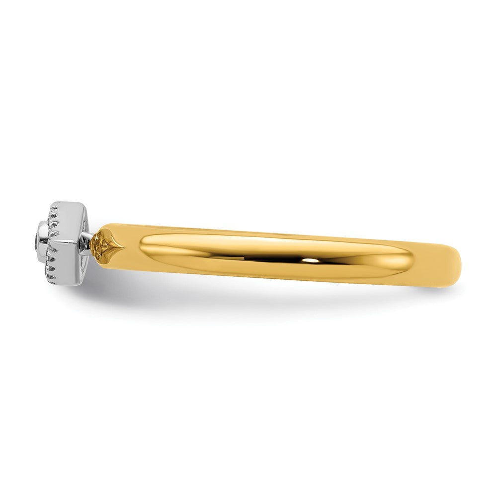 Alternate view of the Sterling Silver 14k Yellow Gold Plated & Diamond Stack Evil Eye Ring by The Black Bow Jewelry Co.