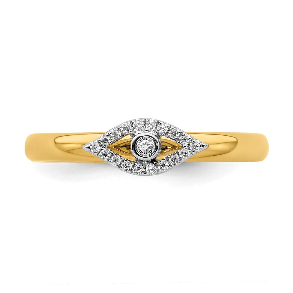 Alternate view of the Sterling Silver 14k Yellow Gold Plated & Diamond Stack Evil Eye Ring by The Black Bow Jewelry Co.