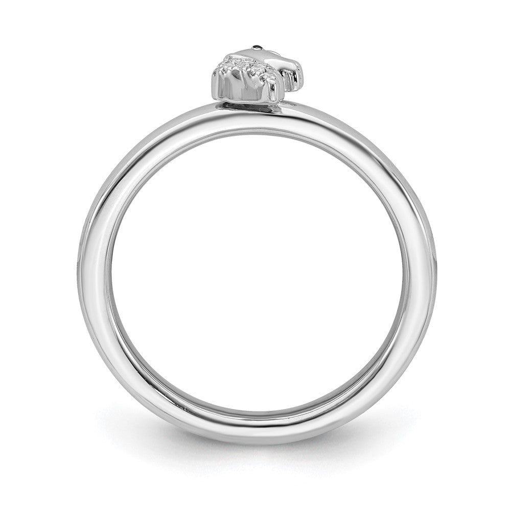 Alternate view of the Rhodium Plated Sterling Silver & Diamond Stackable Unicorn Ring by The Black Bow Jewelry Co.