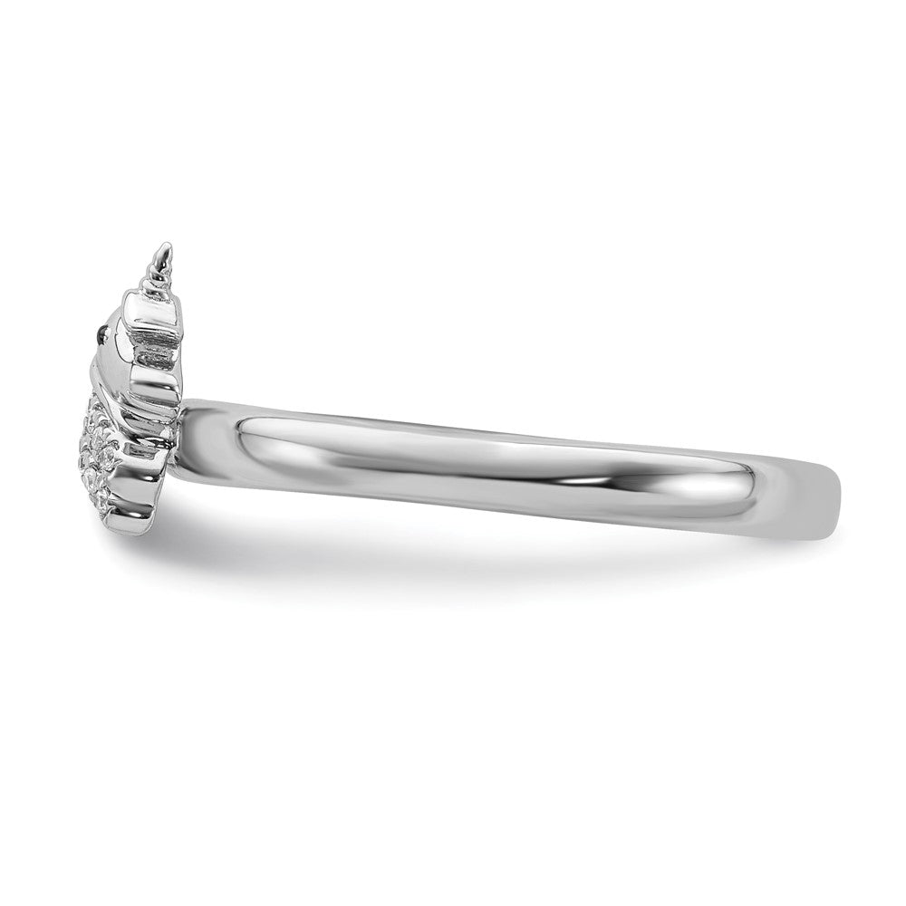 Alternate view of the Rhodium Plated Sterling Silver & Diamond Stackable Unicorn Ring by The Black Bow Jewelry Co.