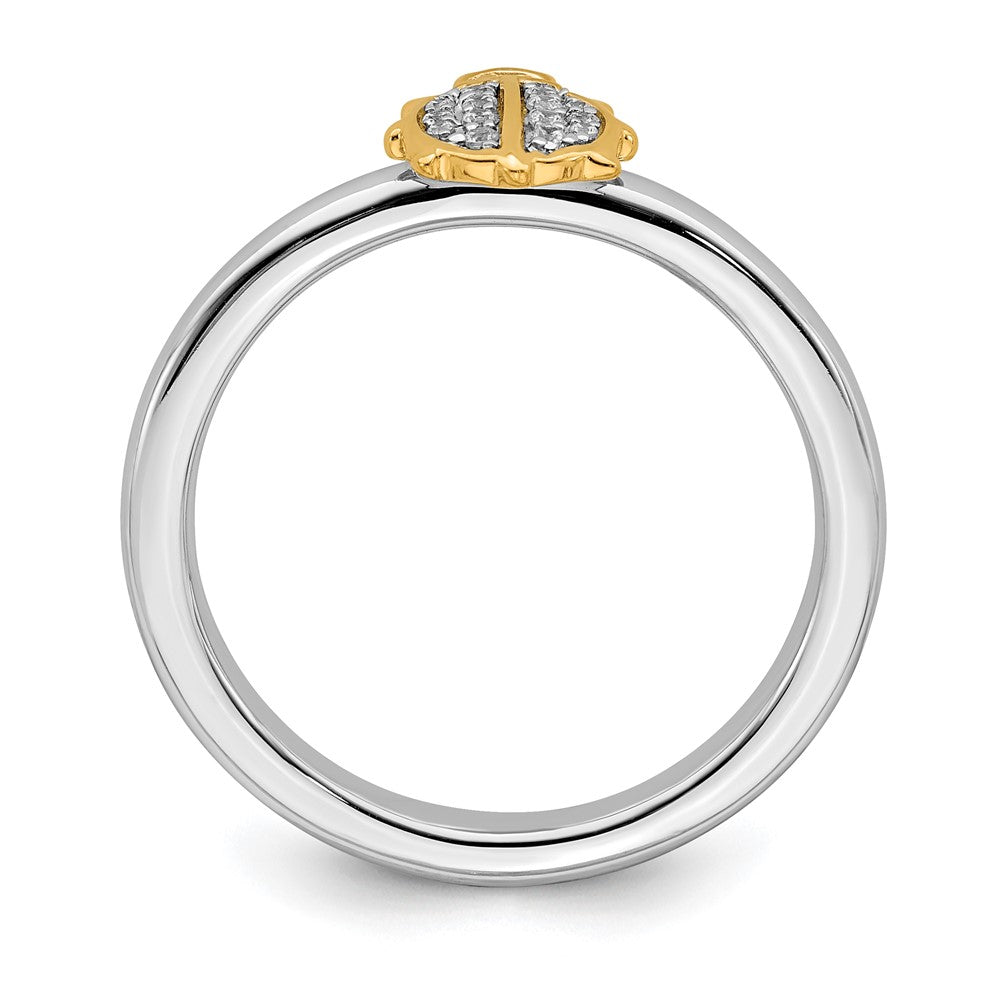 Alternate view of the Sterling Silver & 14k Gold Plated Diamond Ladybug Stack Ring by The Black Bow Jewelry Co.