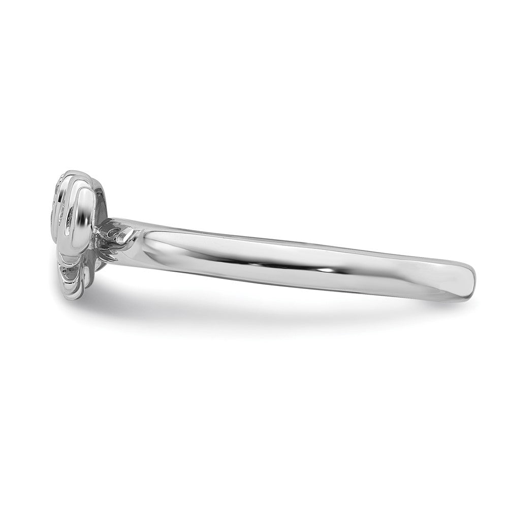 Alternate view of the Rhodium Plated Sterling Silver & Diamond Stackable Elephant Ring, Sz 5 by The Black Bow Jewelry Co.