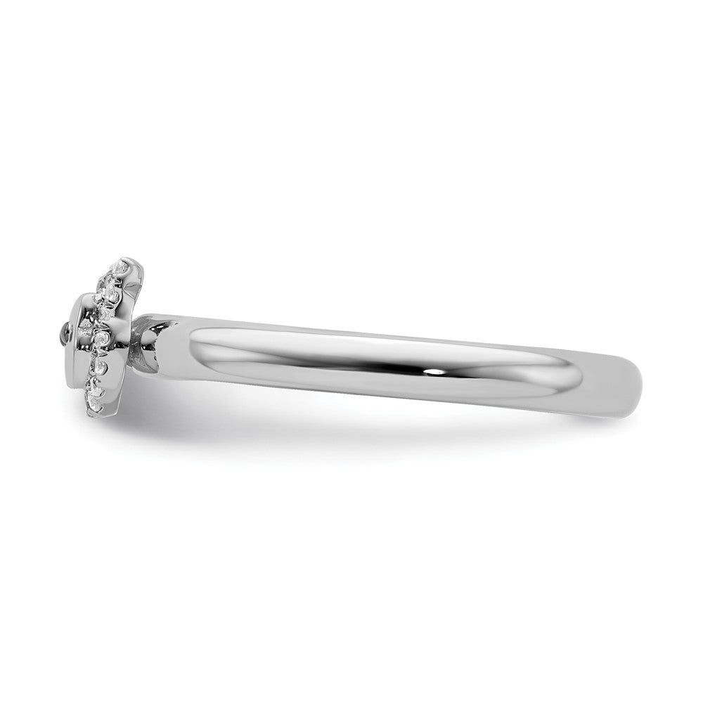 Alternate view of the Rhodium Plated Sterling Silver & Diamond Stackable Cat Ring by The Black Bow Jewelry Co.